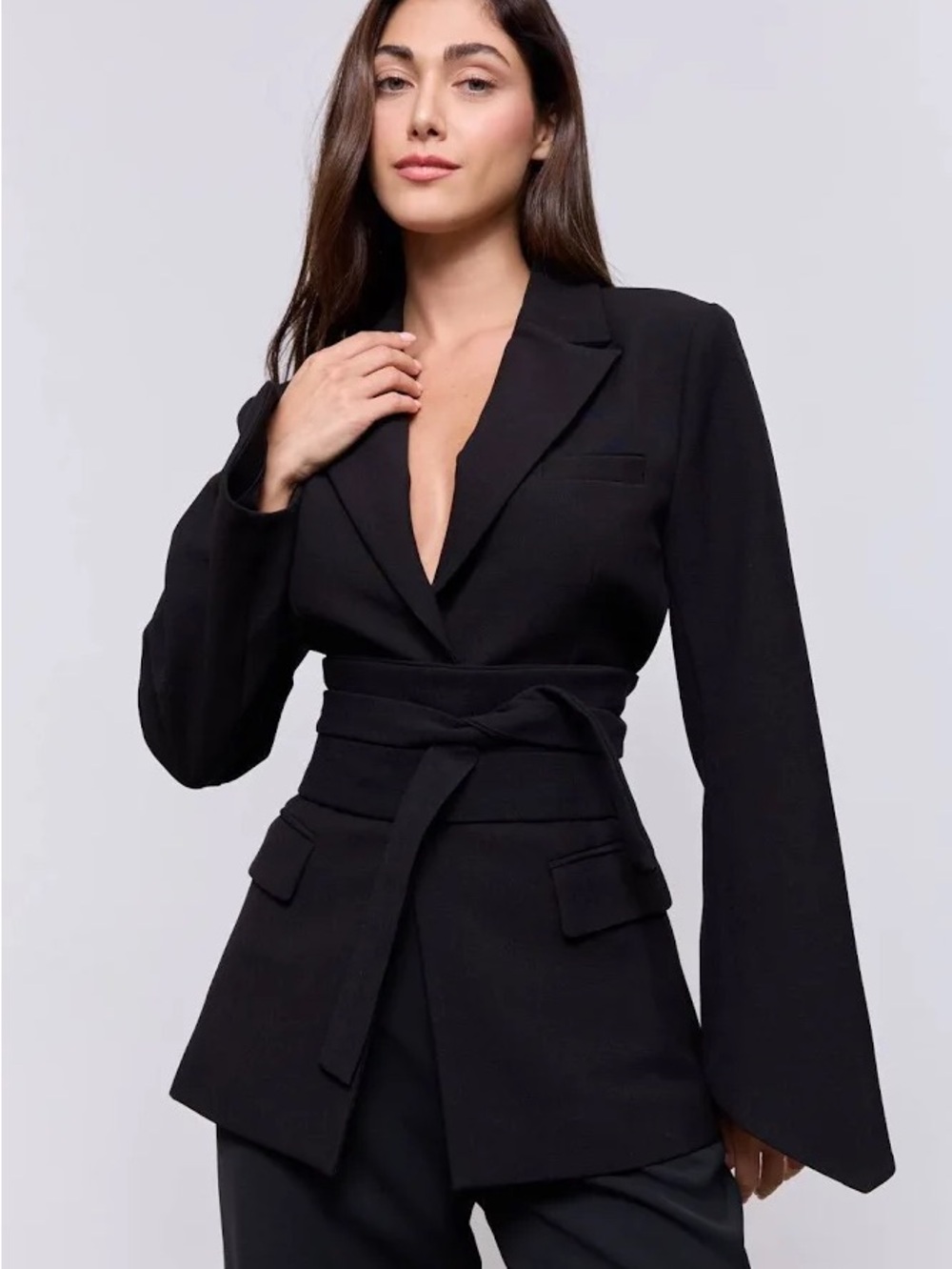 Odd Muse The Ultimate Muse Black Belted Tie-Waist Blazer Jacket - M